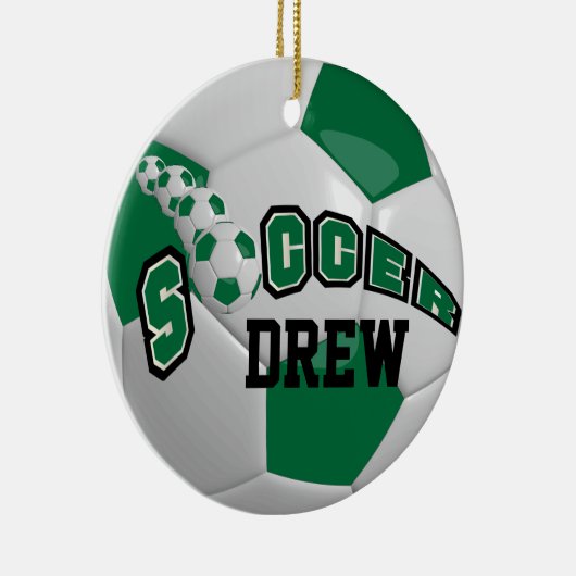 Voetbal personaliseren | Donkergroen Keramisch Ornament (Rechts)