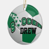 Voetbal personaliseren | Donkergroen Keramisch Ornament (Links)