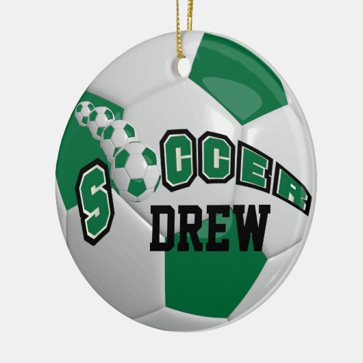 Voetbal personaliseren | Donkergroen Keramisch Ornament (Links)