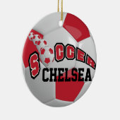 Voetbal personaliseren | Donkerrood Keramisch Ornament (Rechts)