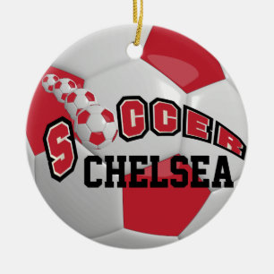 Voetbal personaliseren   Donkerrood Keramisch Ornament
