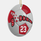 Voetbal personaliseren | Donkerrood Keramisch Ornament (Rechts)