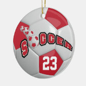 Voetbal personaliseren | Donkerrood Keramisch Ornament (Links)