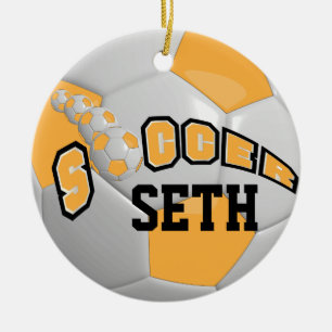 Voetbal personaliseren   Goud Keramisch Ornament