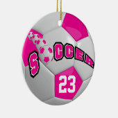 Voetbal personaliseren | Roze warme roze Keramisch Ornament (Rechts)