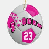 Voetbal personaliseren | Roze warme roze Keramisch Ornament (Links)
