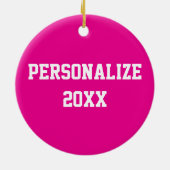 Voetbal personaliseren | Roze warme roze Keramisch Ornament (Achterkant)