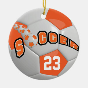 Voetbal personaliseren   Sinaasappel Keramisch Ornament