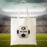 Voetbal Persoonlijk naamnummer Tote Bag<br><div class="desc">Persoonlijke naam en teamnummer voetbalcadeau. Ontworpen door: Thisnotme©</div>