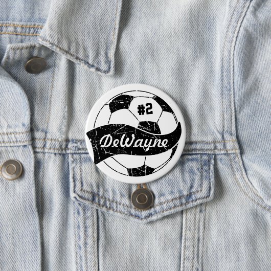 Voetbal Persoonlijke naam en nummer Ronde Button 7,6 Cm (In situ)