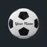 voetbal - Persoonlijke naam Ronde Button 3,2 Cm<br><div class="desc">Voer een naam in. Een cadeau aan je vrienden.  Digitale kunst met het thema voetbal. Zwart-wit. Art van José Ricardo</div>