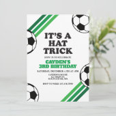 Voetbal Pet Trick Green Stripes 3e Verjaardag Kaart (Staand voorkant)