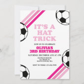 Voetbal Pet Trick Pink Stripe 3e Verjaardag Kaart (Voorkant)