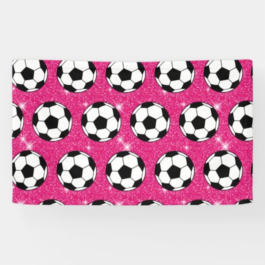 Voetbal Pink Vorst Glitters Sport Speler Wit Spandoek (Horizontaal)
