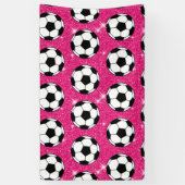 Voetbal Pink Vorst Glitters Sport Speler Wit Spandoek (Verticaal)