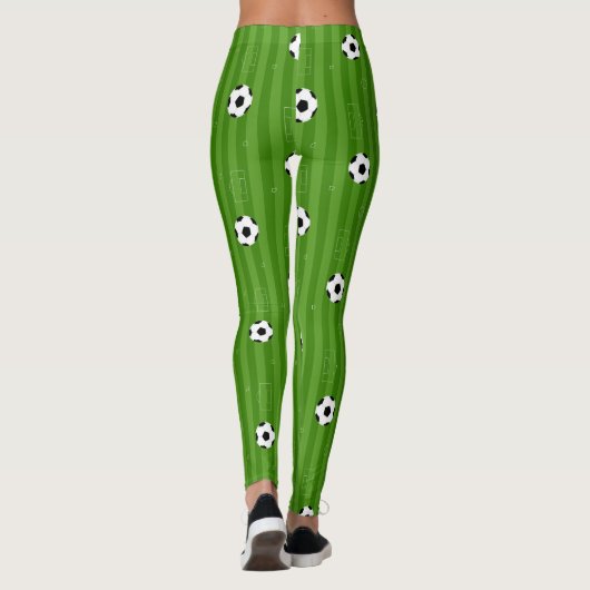 Voetbal Pitch Footballs op Green Grass Pattern Leggings (Achterkant)