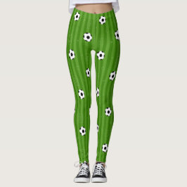 Voetbal Pitch Footballs op Green Grass Pattern Leggings