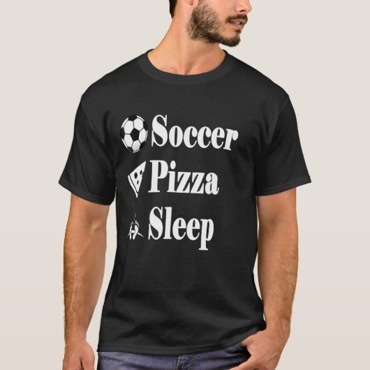 Voetbal Pizza's Slaap Motivatie T-shirt (Voorkant)