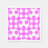 Voetbal Plaid Pattern in wit en roze Servet (Voorkant)