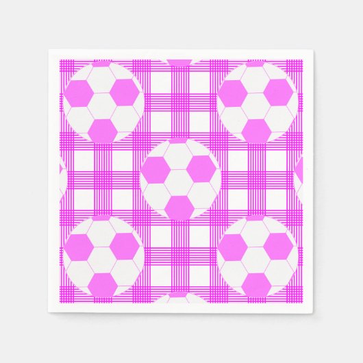 Voetbal Plaid Pattern in wit en roze Servet (Voorkant)