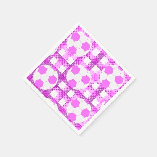 Voetbal Plaid Pattern in wit en roze Servet (Hoek)