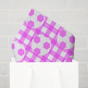 Voetbal Plaid Pattern in wit en roze Tissuepapier