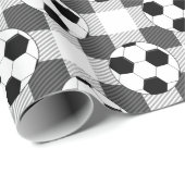 Voetbal Plaid Pattern in zwart wit en grijs Cadeaupapier (Rol Hoek)