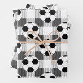 Voetbal Plaid Pattern in zwart wit en grijs Inpakpapier Vel (In situ)