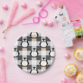 Voetbal Plaid Pattern in zwart wit en grijs Papieren Bordje (Feest)