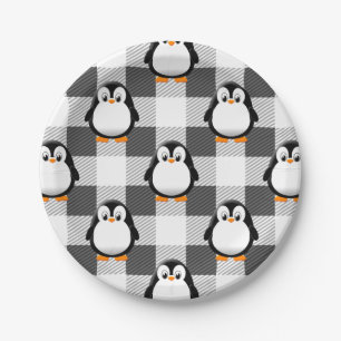 Voetbal Plaid Pattern in zwart wit en grijs Papieren Bordje