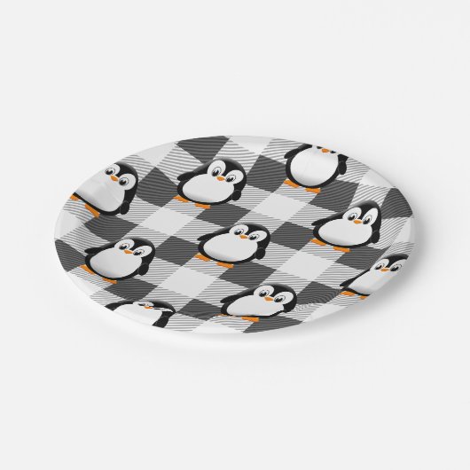 Voetbal Plaid Pattern in zwart wit en grijs Papieren Bordje (Gekanteld)