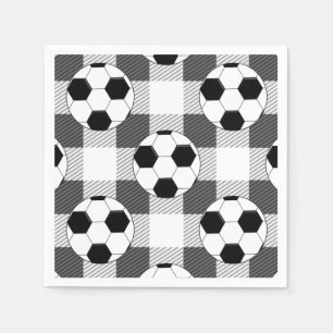 Voetbal Plaid Pattern in zwart wit en grijs Servet