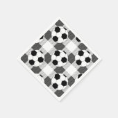 Voetbal Plaid Pattern in zwart wit en grijs Servet (Hoek)