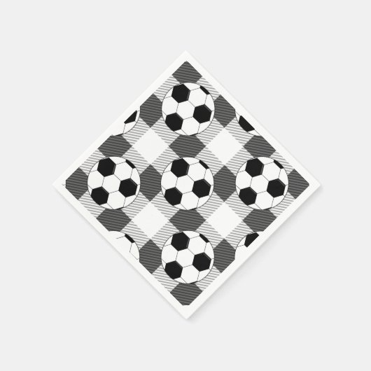 Voetbal Plaid Pattern in zwart wit en grijs Servet (Hoek)