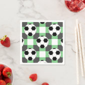Voetbal Plaid Pattern in zwart wit en grijs Servet (Insitu)