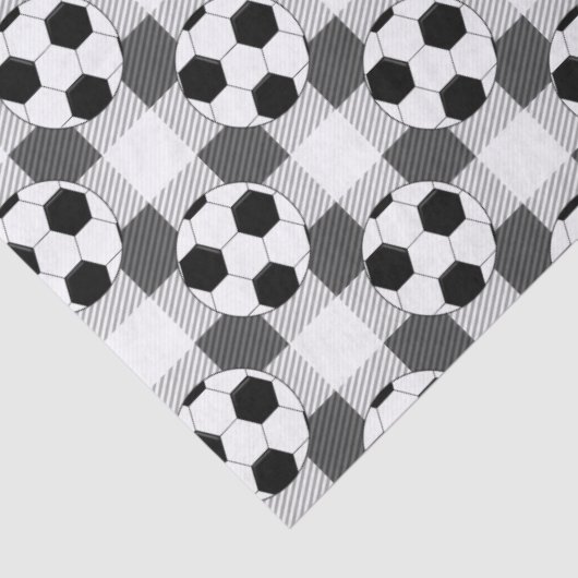 Voetbal Plaid Pattern in zwart wit en grijs Tissuepapier (Detail)