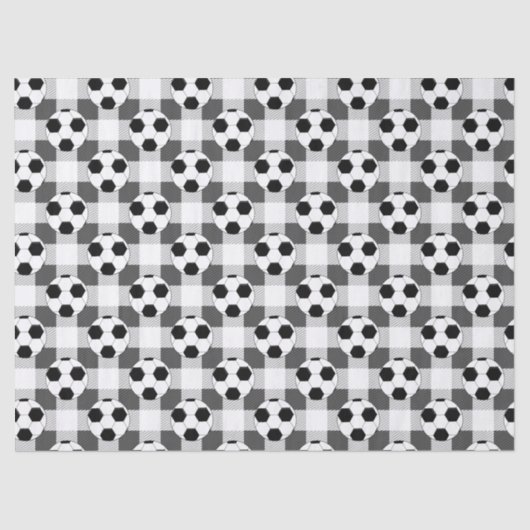 Voetbal Plaid Pattern in zwart wit en grijs Tissuepapier (Voorkant)