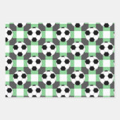 Voetbal Plaid Pattern In Zwart Wit En Groen Inpakpapier Vel (Voorkant)