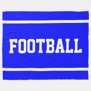 VOETBAL Plezierige Heldere Blauwe Sportieve Witte Fleece Deken