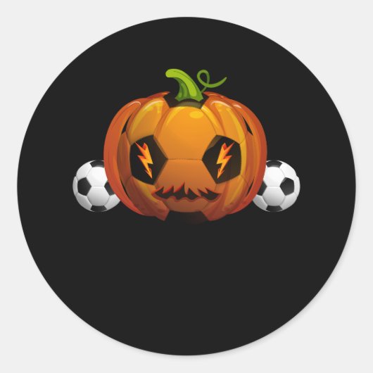 Voetbal pompoen Jack O lantaarn schedel Halloween Ronde Sticker (Voorkant)