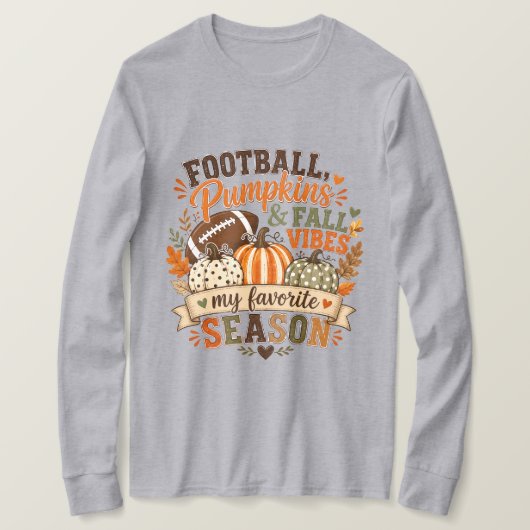 Voetbal, Pompoenen, en Herfststemming T-shirt (Design voorkant)
