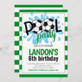 Voetbal Pool Party Verjaardag uitnodiging (Voorkant / Achterkant)