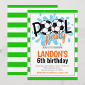 Voetbal Pool Party Verjaardag uitnodiging (Voorkant / Achterkant)