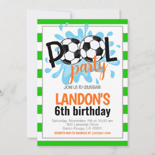Voetbal Pool Party Verjaardag uitnodiging