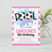 Voetbal Pool Party Verjaardag uitnodiging (Staand voorkant)