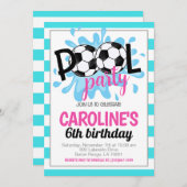 Voetbal Pool Party Verjaardag uitnodiging (Voorkant / Achterkant)