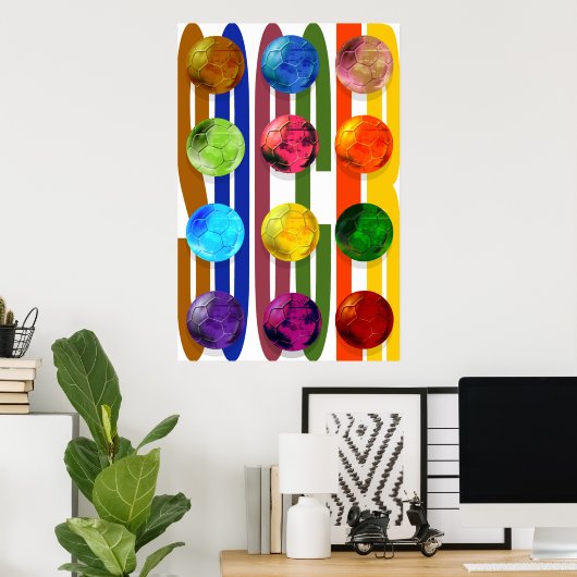 Voetbal Pop Art Poster Brazilië 2014 (Thuiskantoor)