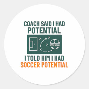 Voetbal Potentieel Schoolbord Coach Citaat Ontwerp Ronde Sticker