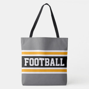 VOETBAL Pret Atletisch Grijs Zwart Oranje Strepen Tote Bag