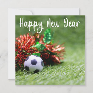 Voetbal Prettige Feestdagen met bal voor Nieuw jaa Feestdagenkaart